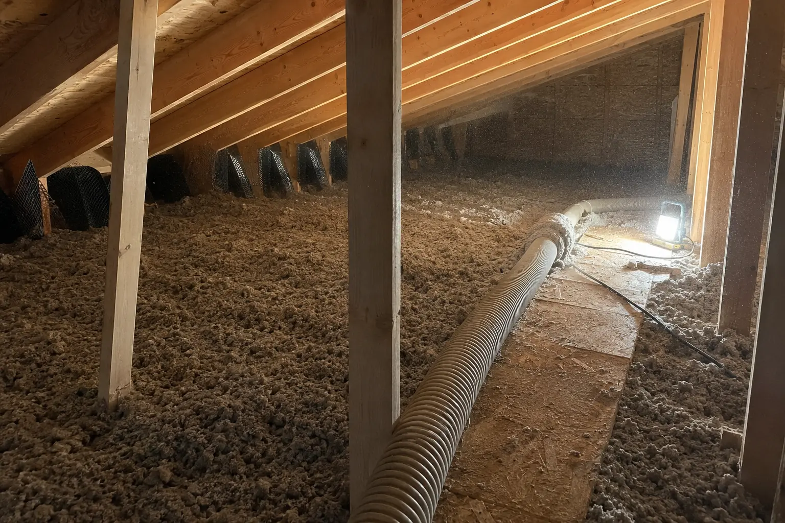 Blown-in insulation underway