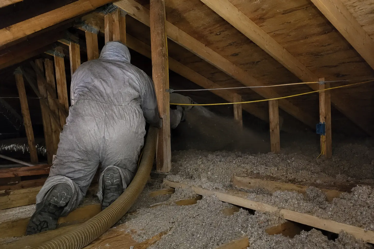 Cellulose installation in progress