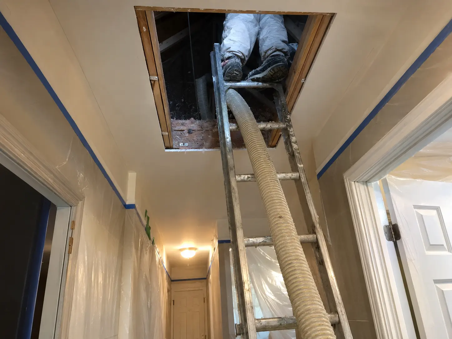 Attic hatch access setup