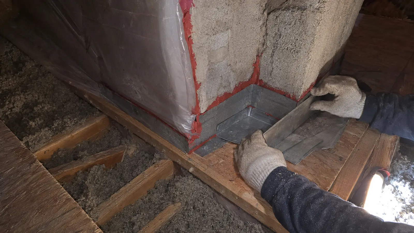 Chimney chase air sealing